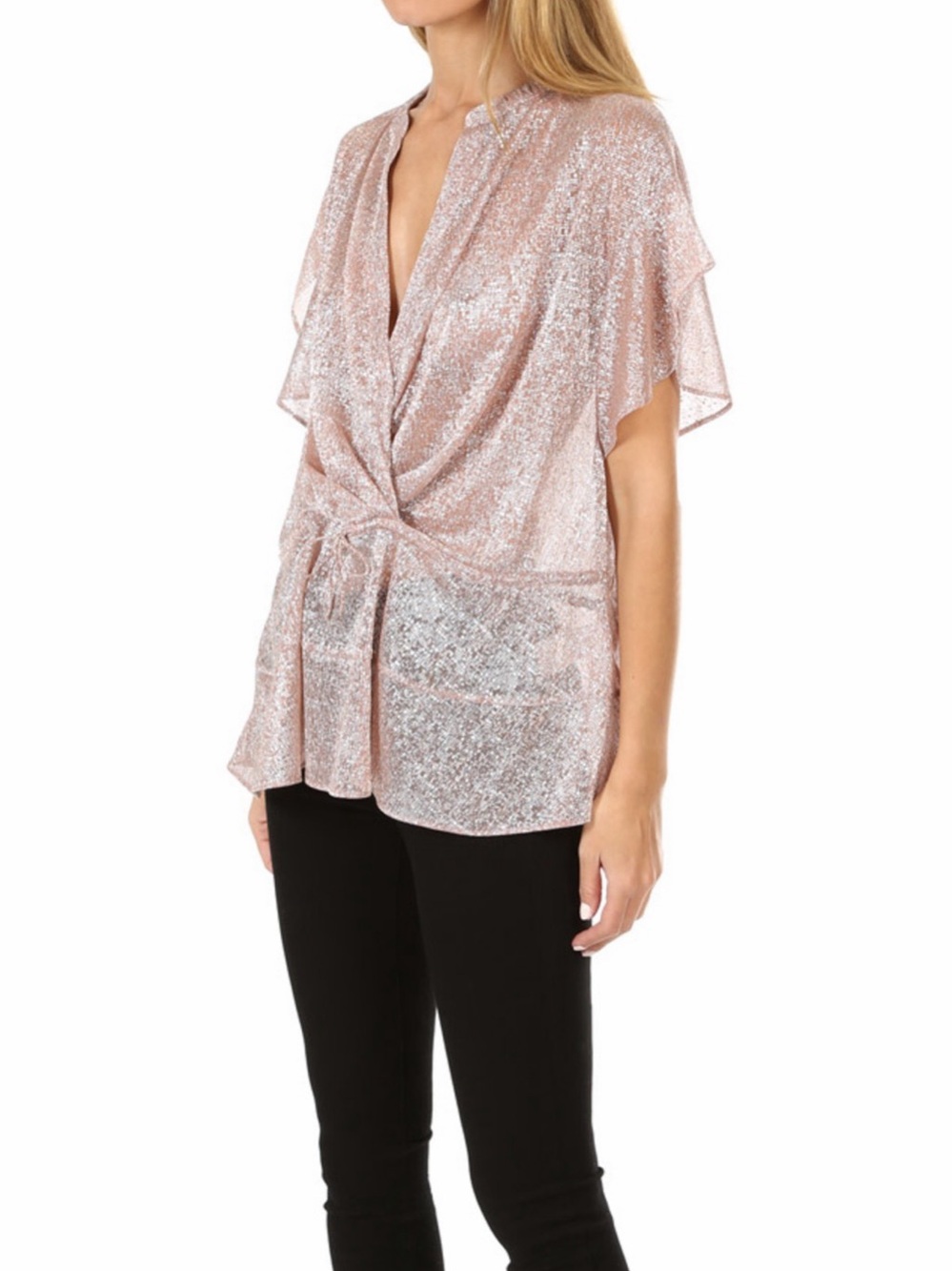IRO Spacious Metallic Tie-Front Top
